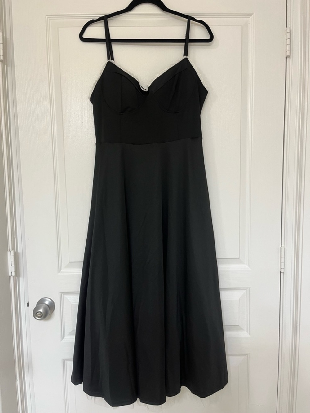 Classic Black Spaghetti-Strap Midi Dress